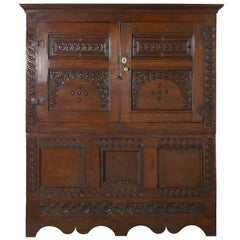 Antique 17th Century Welsh Oak Housekeepers Hanging Cupboard