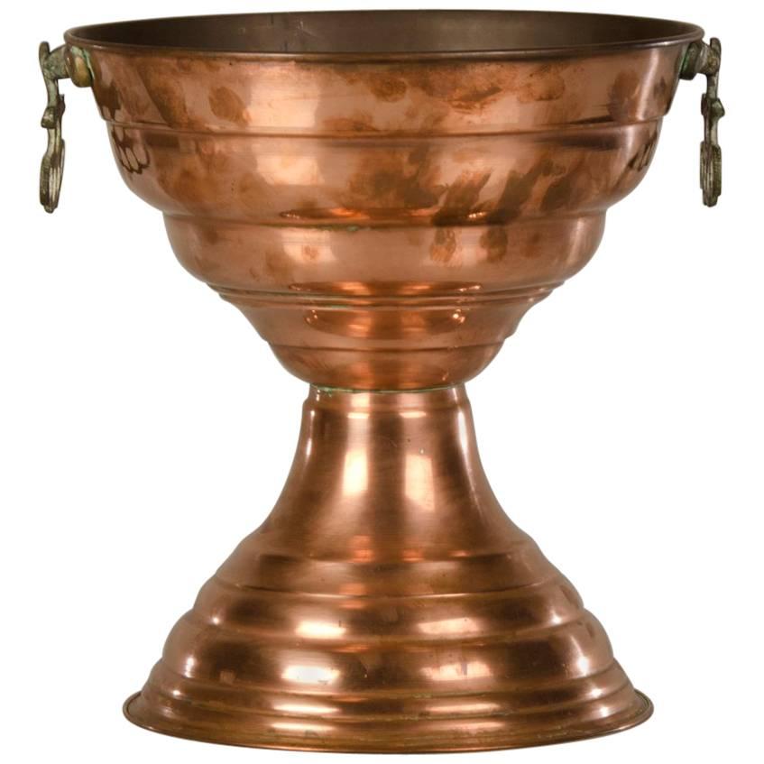 Antique French Copper Vase, circa 1910 Double Bowl Shape For Sale