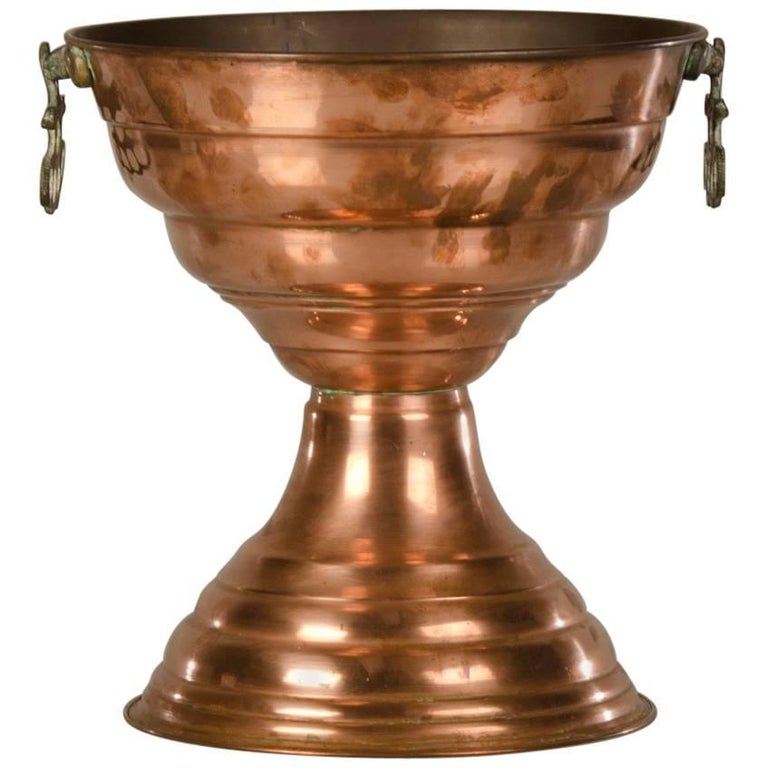 Antique French Copper Vase, circa 1910 Double Bowl Shape For Sale at