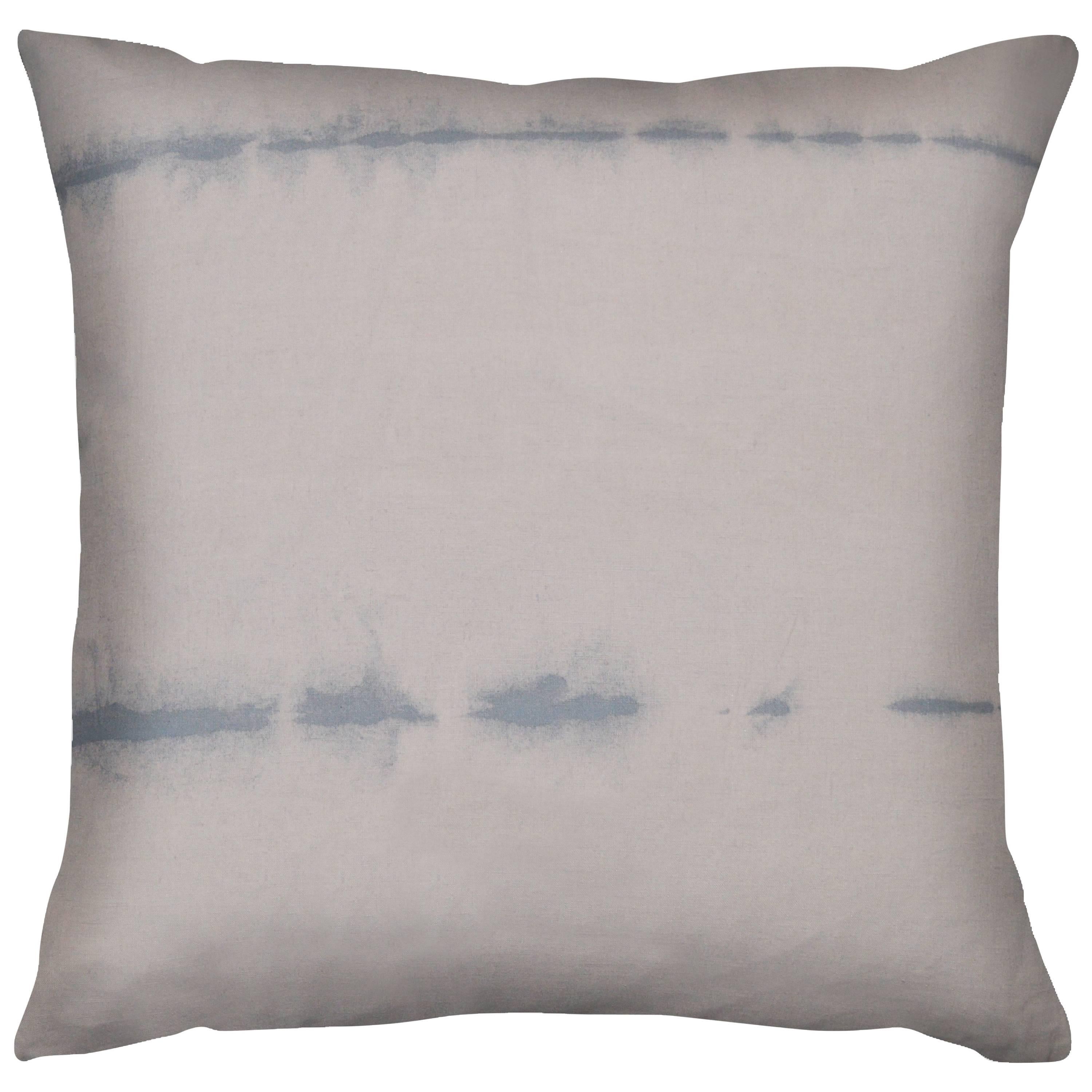 Unique Contemporary Double-Sided Stitch in Pink Mauve Handmade Linen Pillow For Sale