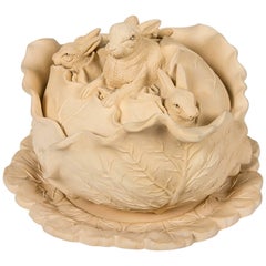 Antique  Game Pie Dish Decorated with Four Rabbits by William Schiller & Sons circa 1880