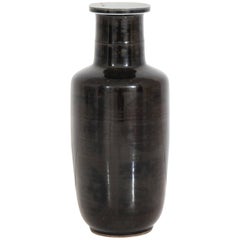 Chinese Kangxi Period Black Vase with Traces of Original Gilt Decoration