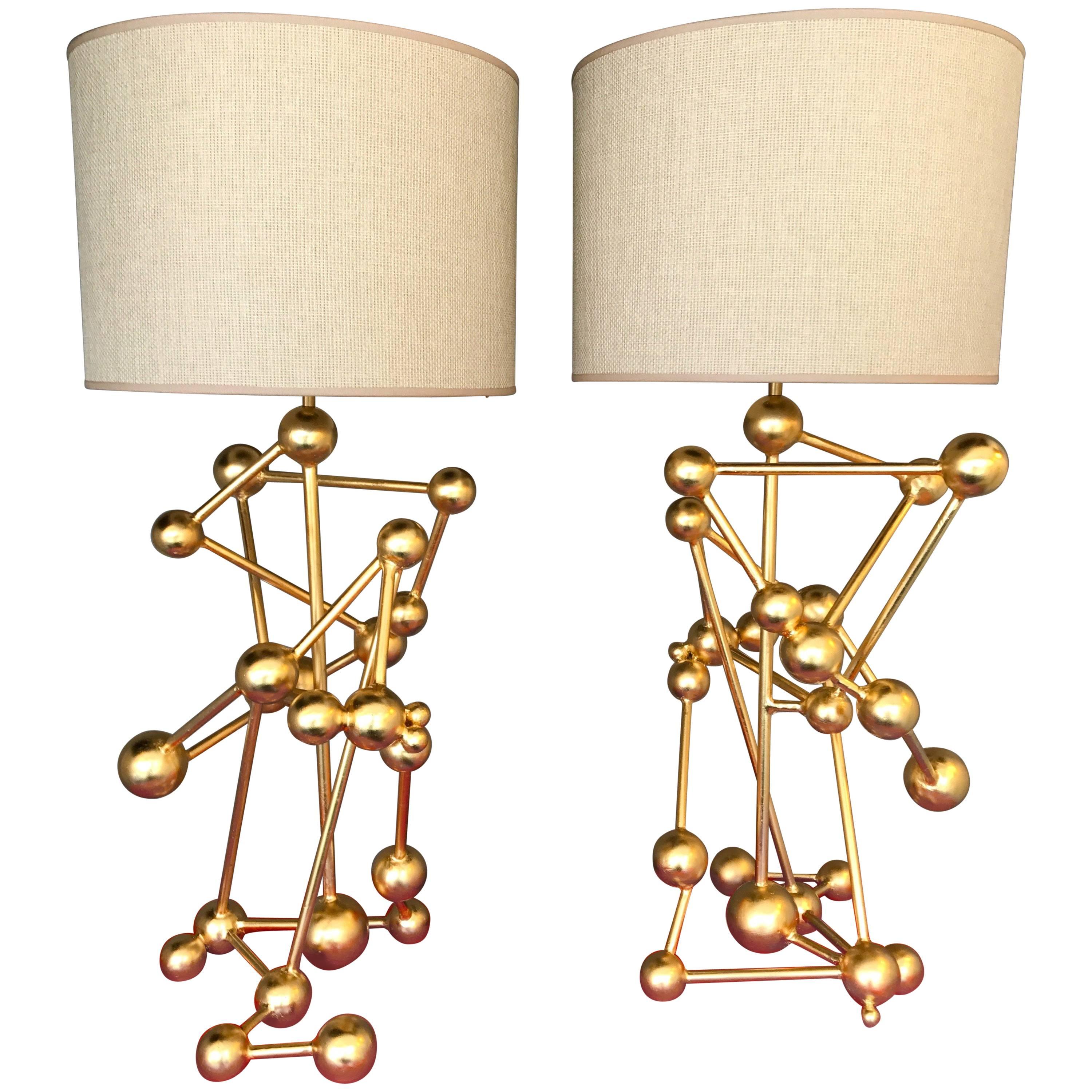 Contemporary Lamps Atomic Gold Leaf by Antonio Cagianelli, Italy For Sale