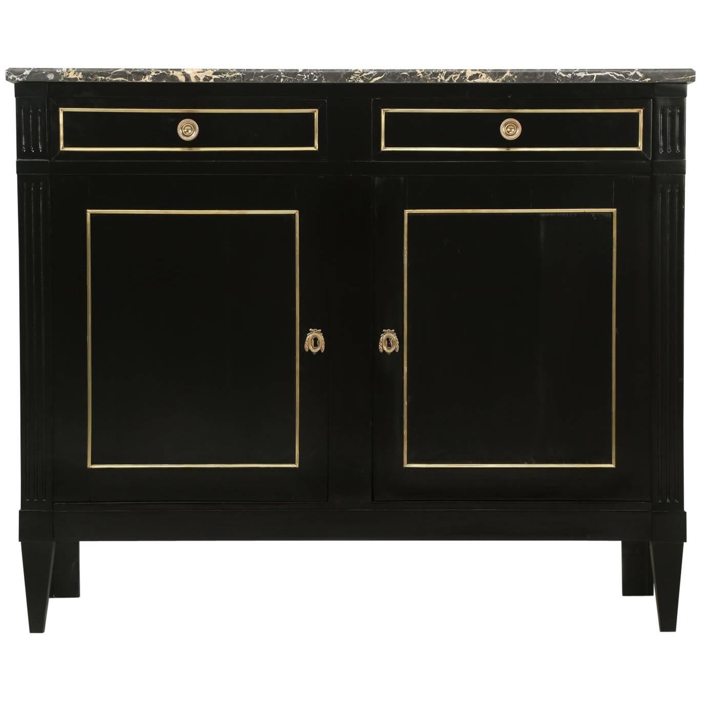 Antique French Louis XVI Style Buffet in an Ebonized Finish