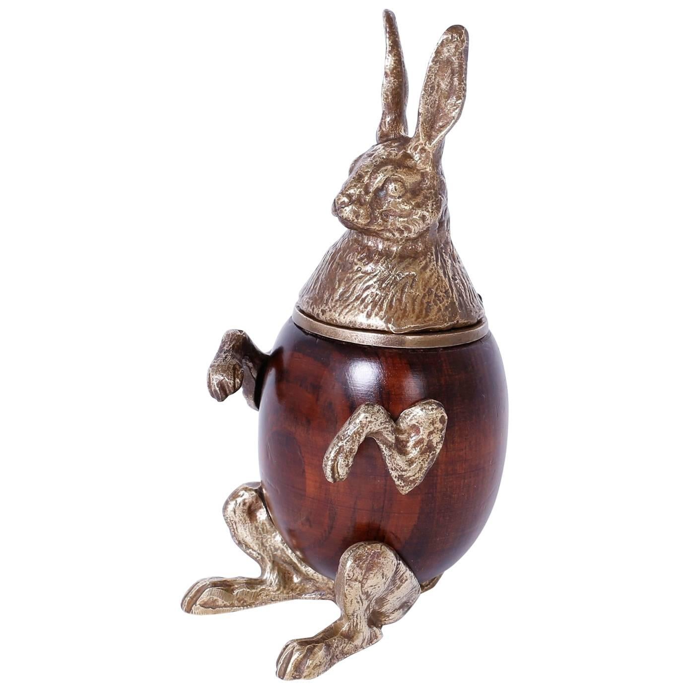 Arthur Court Brass and Wood Rabbit Box