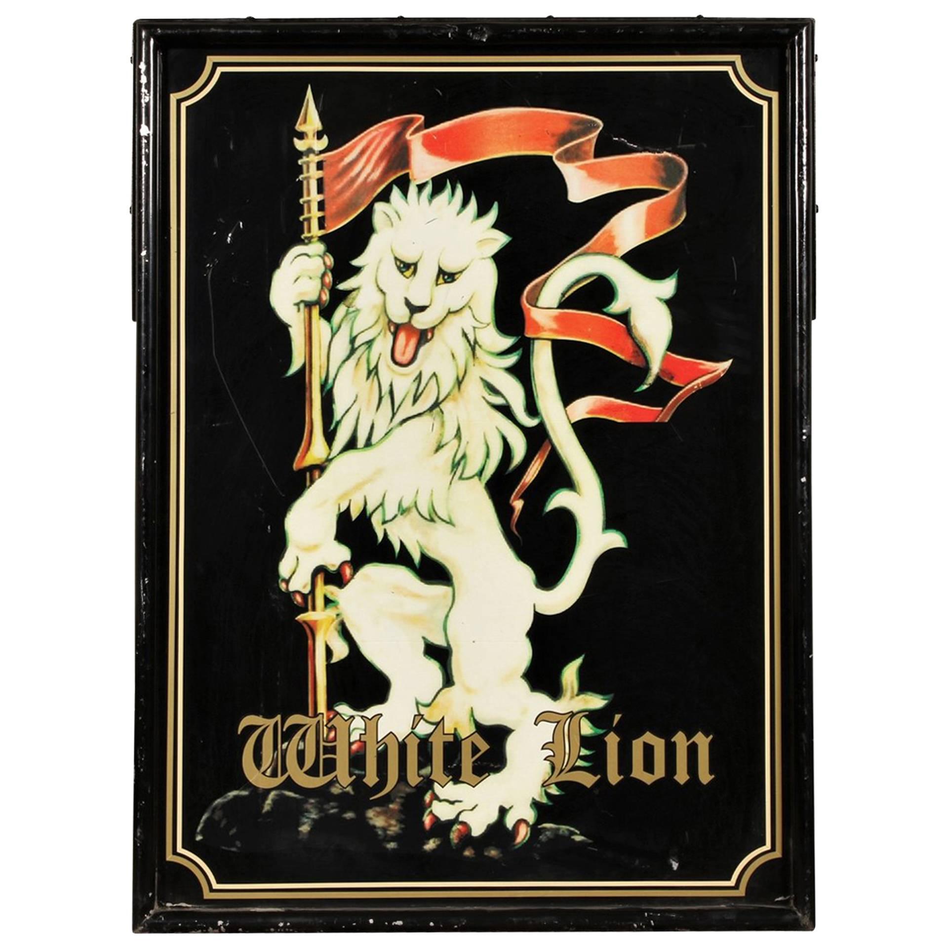 White Lion Metal Outdoor Sign