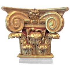 Carved Giltwood Corinthian Column Capital