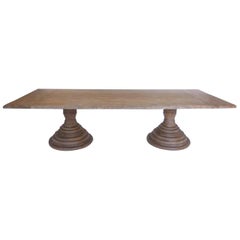 Dos Gallos Custom Oakwood Double Pedestal Table with Rectangular Top