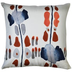 Asymmetrical Waltz, Contemporary One-of-a-kind Multi-Color Linen Pillow