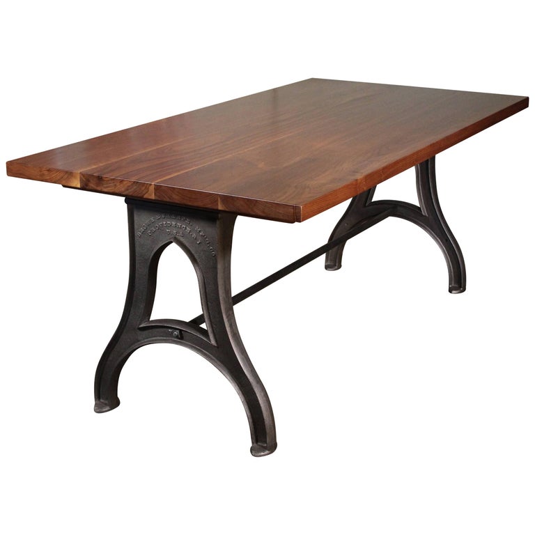 Bespoke Walnut Desk with Cast Iron Legs Industrial Modern Work Custom