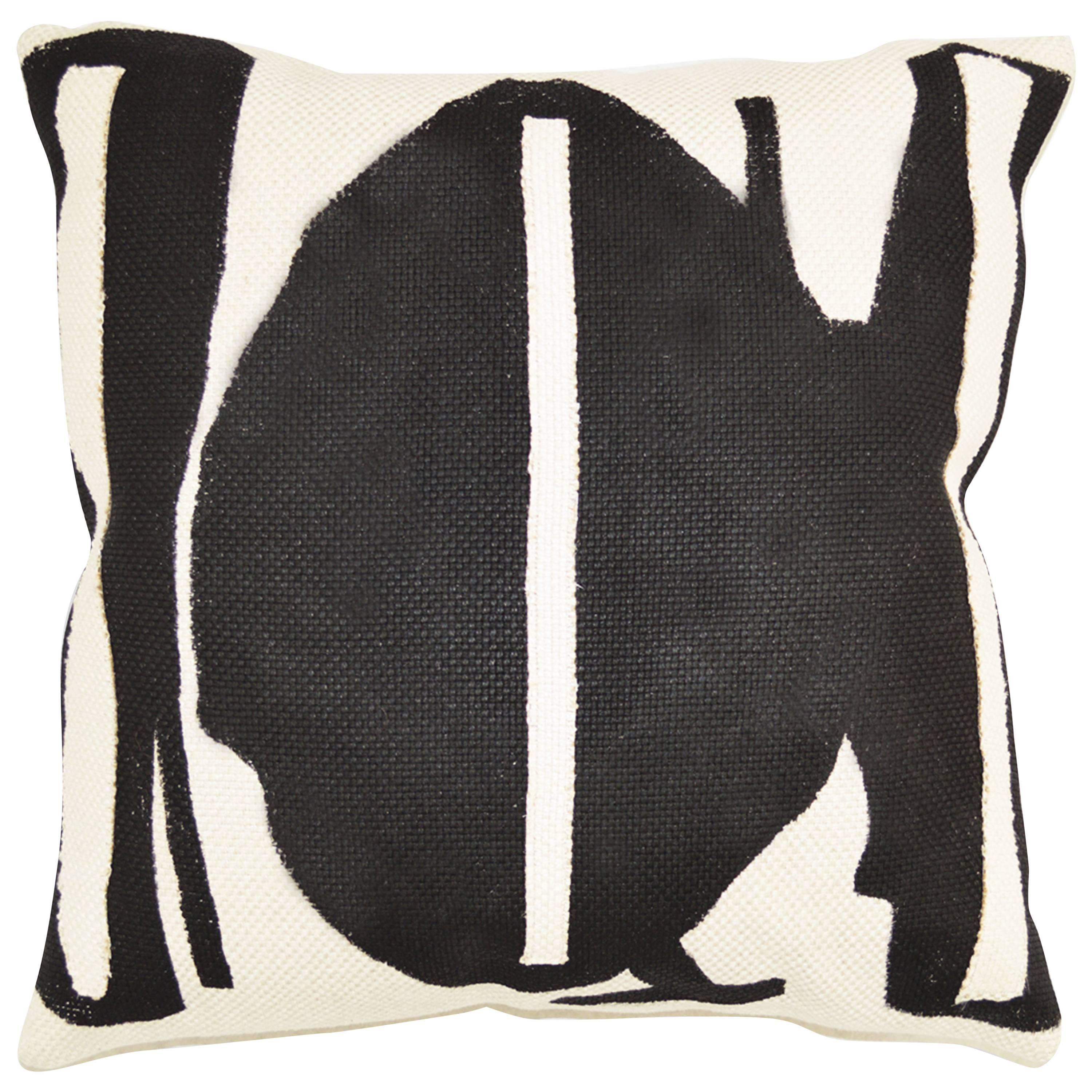 Galant Form, Contemporary One-of-a-Kind Black and White Handmade Linen Pillow For Sale