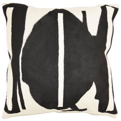 Galant Form, Contemporary One-of-a-Kind Black and White Handmade Linen Pillow