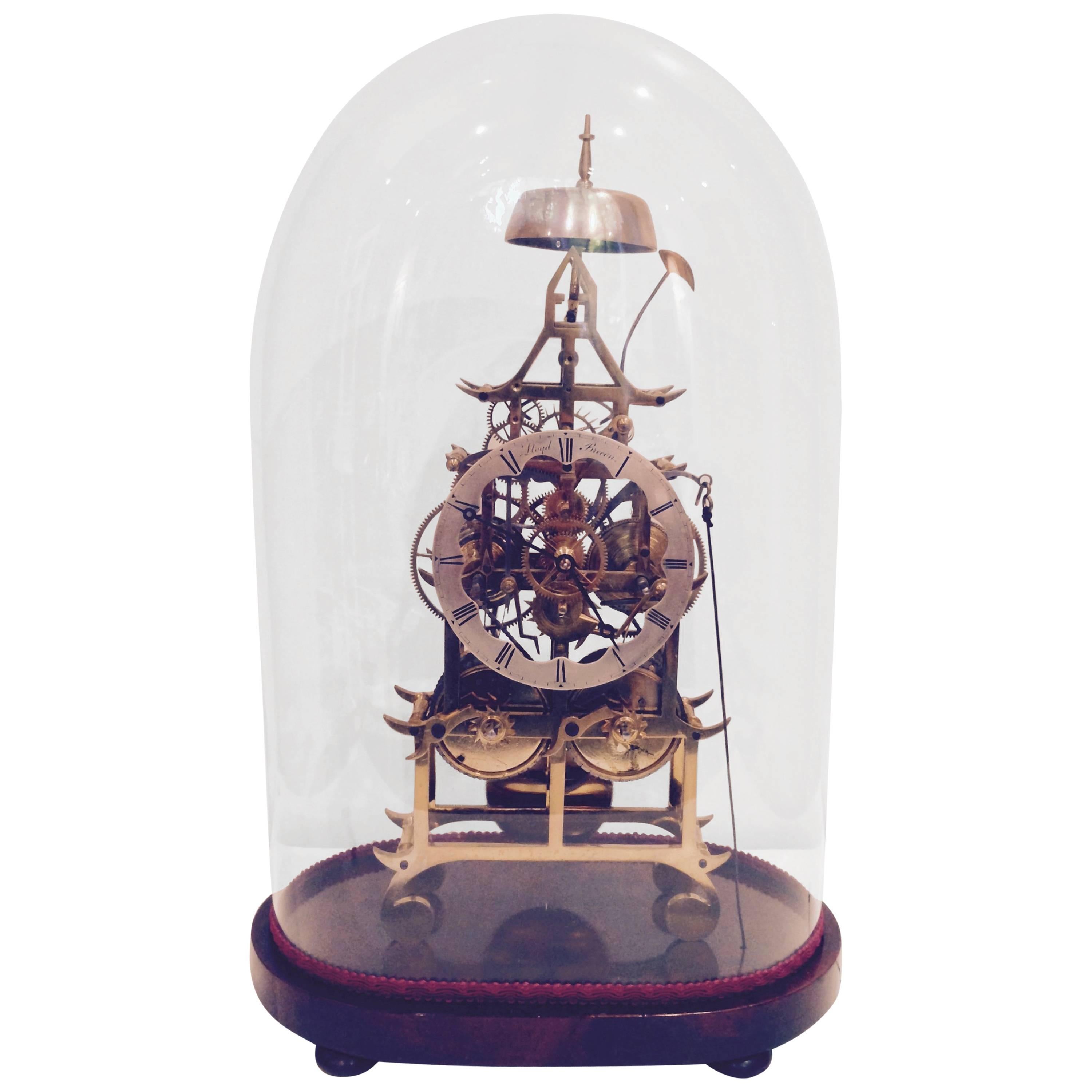 19th Century Brass Skeleton Clock For Sale