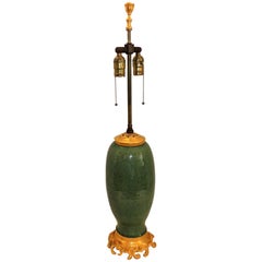 Wonderful Ormolu Gilt Doré Bronze Mounted Green Celadon Glazed Caldwell Lamp