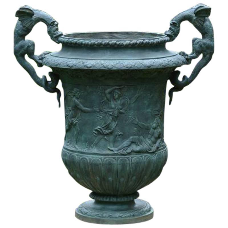 Cast-Iron Urn with Dragon Handles