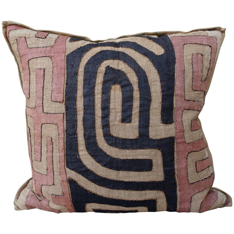 Large African Kuba Cloth Pillow at 1stDibs