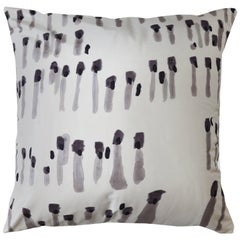 Integers Contemporary One-of-a-kind Black, Grey, and White Handmade Linen Pillow
