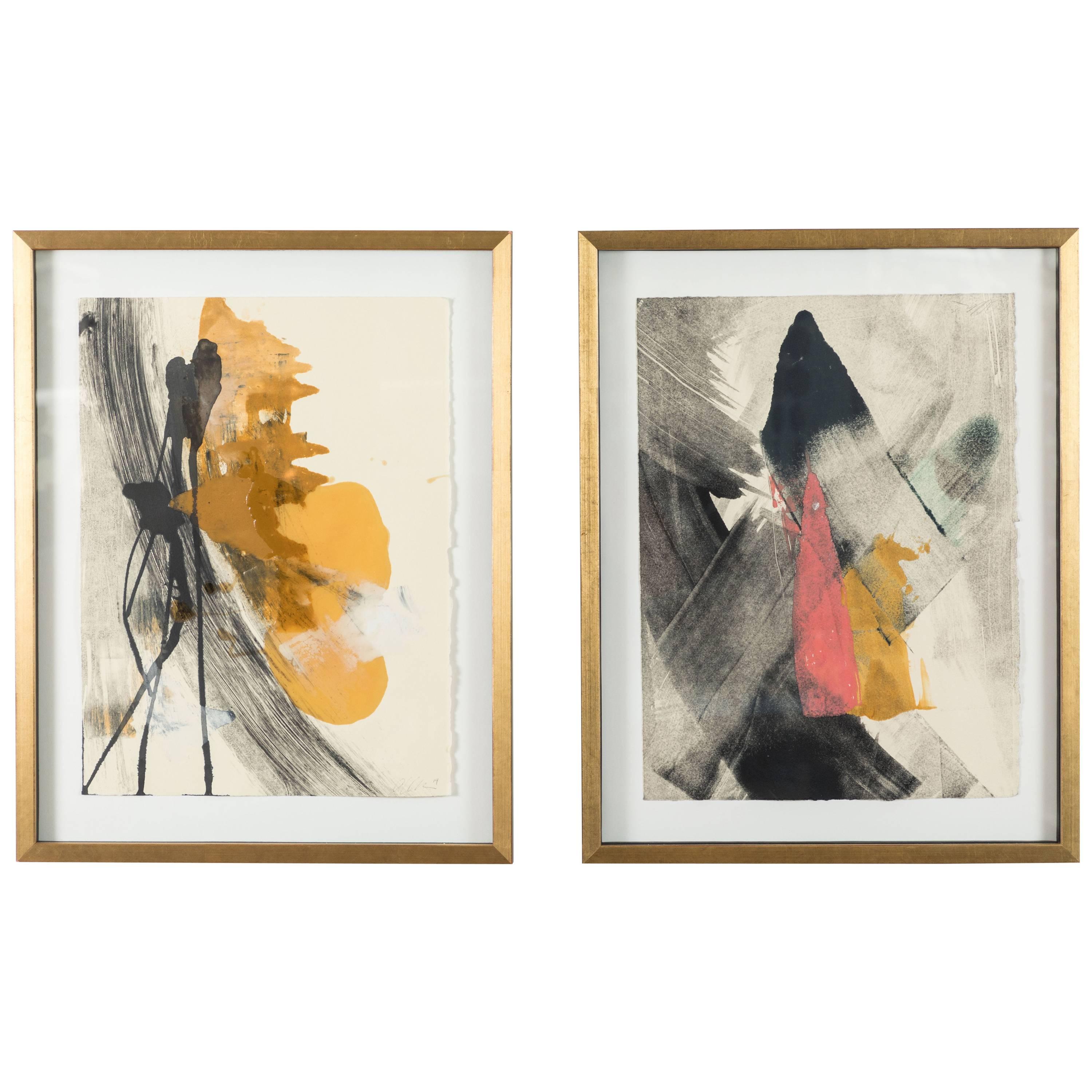 Pair of Abstract Monoprints by Anna Ullman