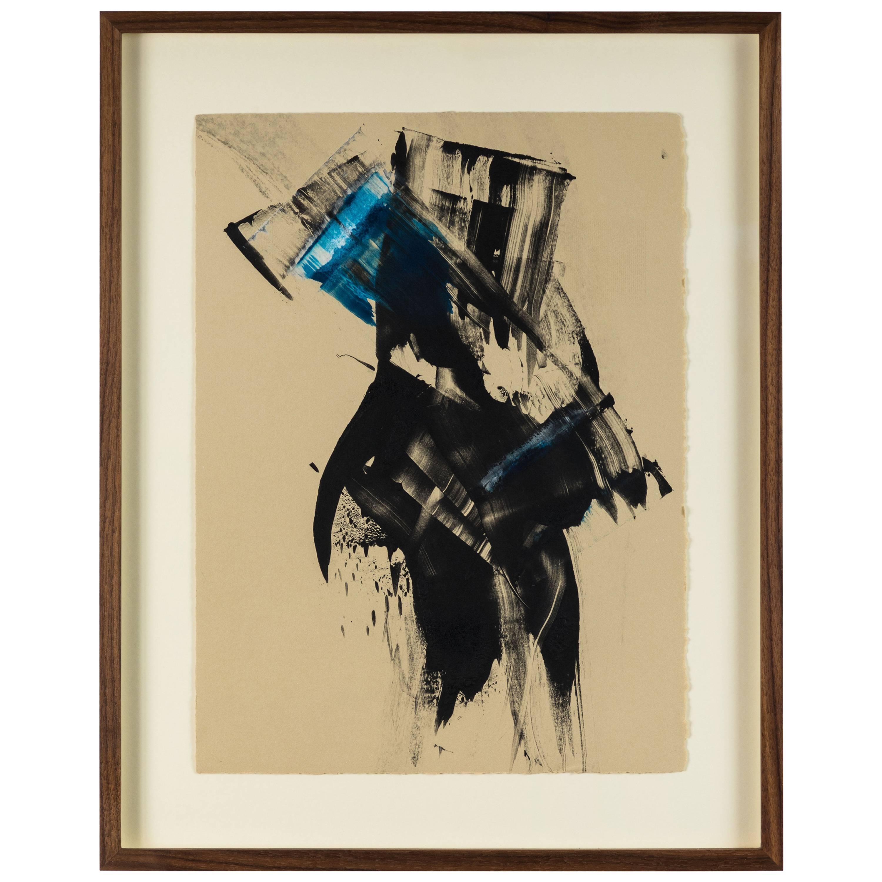 Blue Black Abstract Monoprint by Anna Ullman
