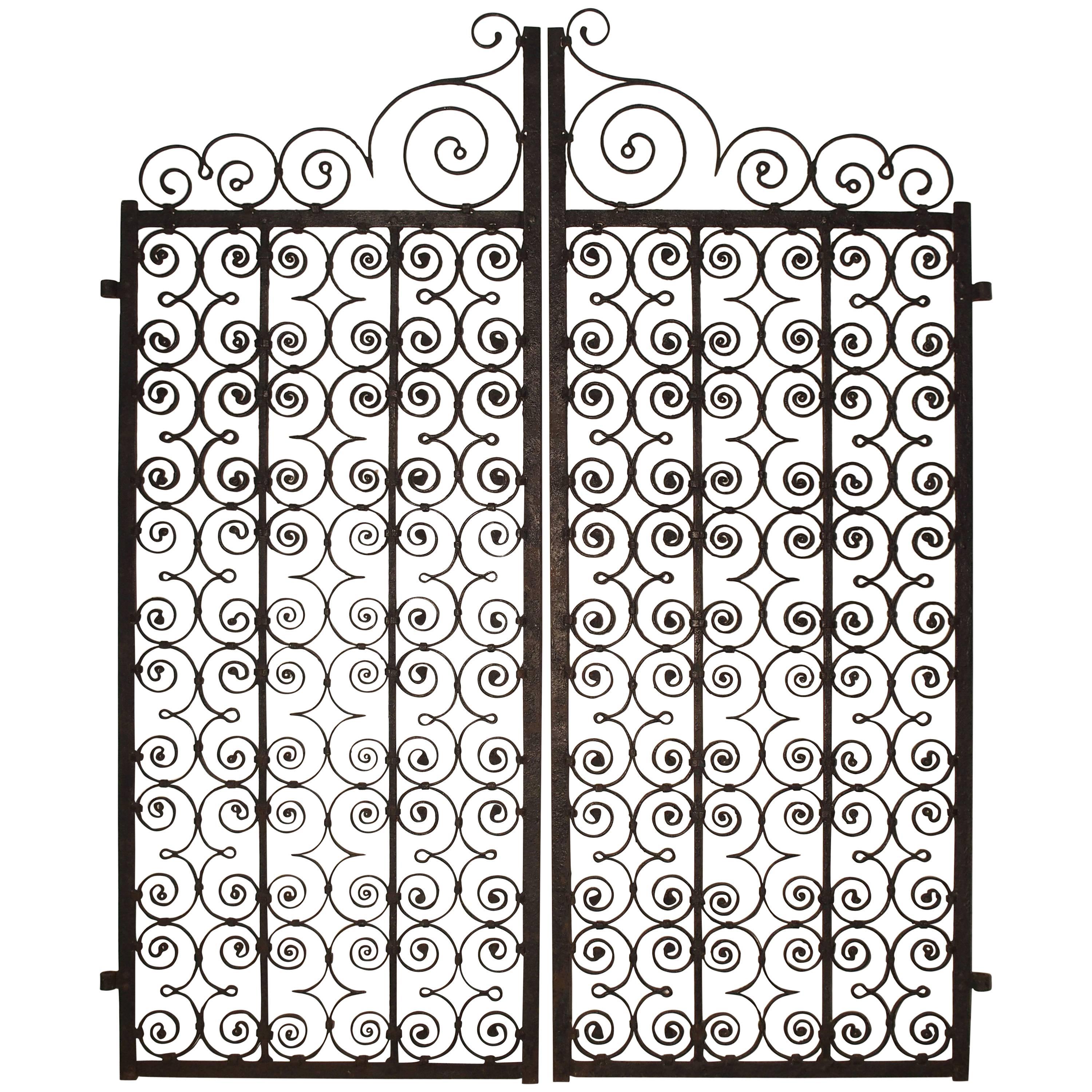 Pair of Scrolled Forged Iron Gates from France, 1800s