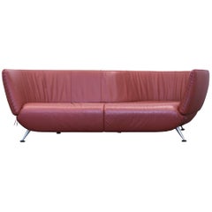 De Sede Ds 102 Designer Sofa Leather Orange Brown Two-seat Couch Modern 