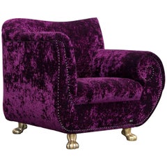 Bretz Gaudi Designer Armchair Velvet Lilac Gold Fabric One Seat Couch Modern