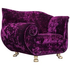 Bretz Gaudi Designer Armchair Velvet Lilac Gold Fabric One-Seat Couch Modern