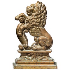 Late 19th Century Cast Brass Door Stop in the Form of a Lion