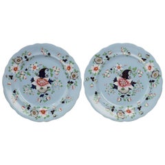 Pair of Mid-19th Century Painted Enameled Gilded Dinner Plates