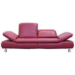 Koinor Rossini Designer Sofa Leather Red Three-Seat Function Modern