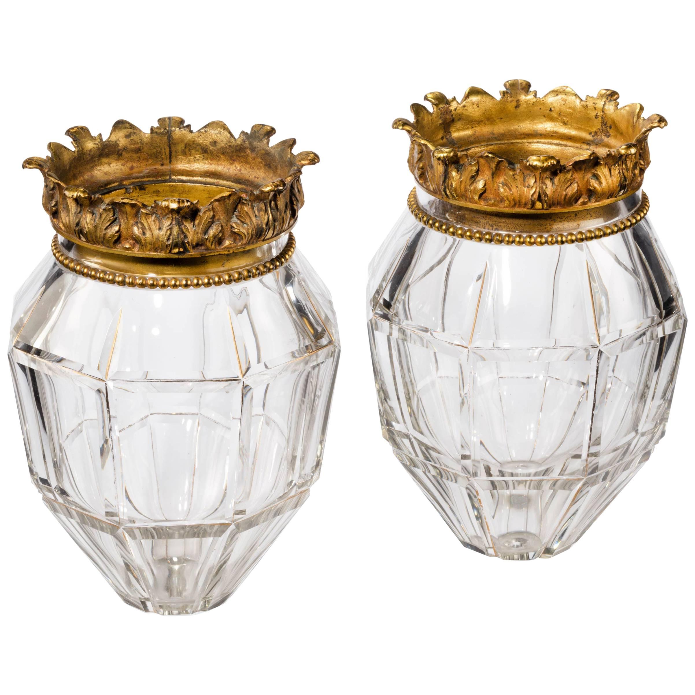 Pair of Early 20th Century Vase Lanterns with Bevelled Edges