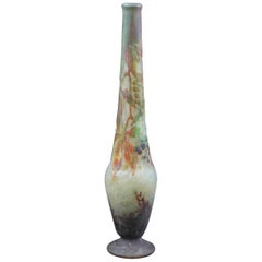 Antique An Art Nouveau glass Daum Vigne Vierge Vase