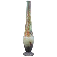 Antique An Art Nouveau glass Daum Vigne Vierge Vase