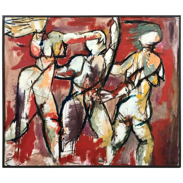 Large Modern Abstract Oil Painting, Buffalo N.Y Artist Kastle Brill For