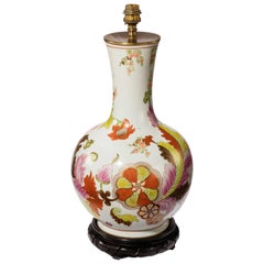 Vintage Mid-20th Century French Porcelain Vase Lamp with an Oriental Design