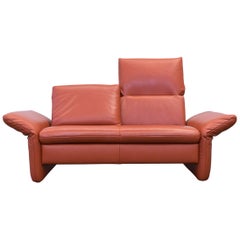 Koinor Designer Sofa Leather Orange Two-Seat Function Couch Modern