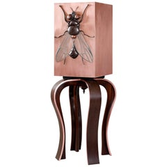 Contemporary Beelzebub Bar Cabinet in Copper Extruded Marquetry Wenge Sapele