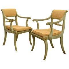 Pair of Painted and Gilt Regency Style Chairs