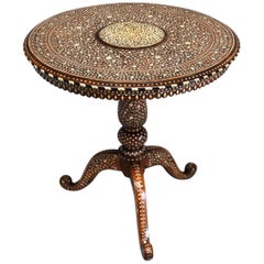 Late 19th Century Anglo-Indian Circular Hardwood Inlaid Occasional Table