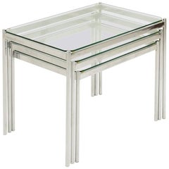Set of Three Italian Chromed Nesting Tables