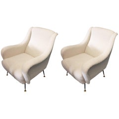 Beautiful Reupholstered Pair of Italian Armchairs