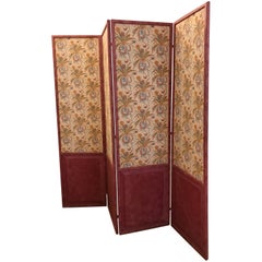 French Four-Paneled Screen, circa 1835, with Hand-Blocked Wallpaper 12