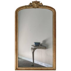 Large Antique French Louis Philippe Mirror Régence Cartouche, circa 1885