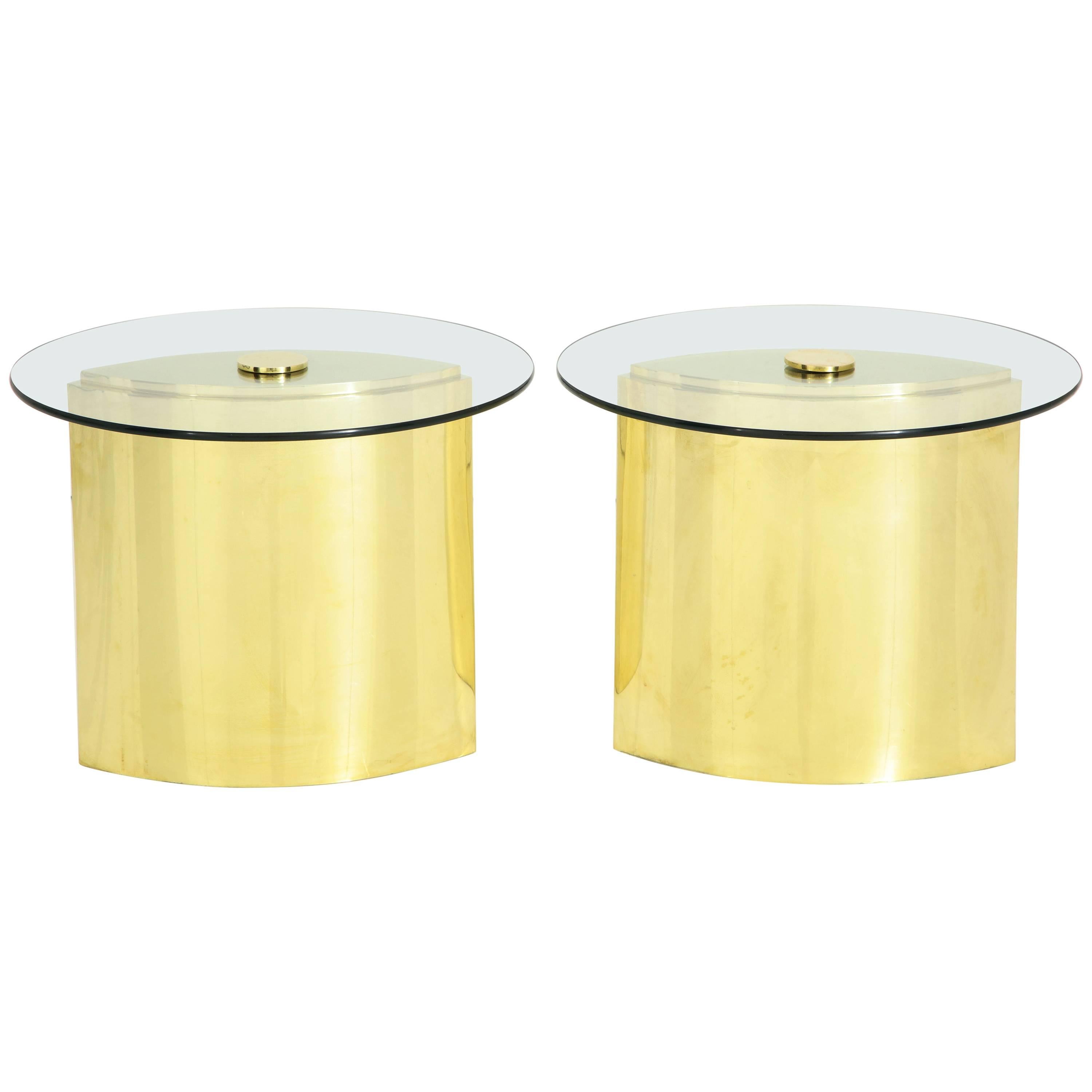 Pair of "Eye" Brass Side Tables by Steve Chase
