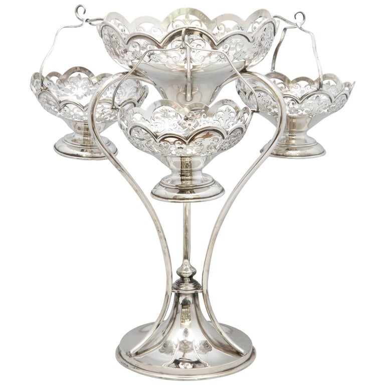 Beautiful Edwardian Style George V Sterling Silver Epergne/Centerpiece For Sale