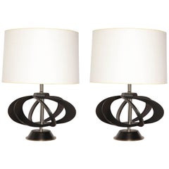 Vintage Pair of Mid-Century 1950s Sculptural Table Lamps