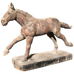 Japanese Big Antique Galloping Horse Hand-Carved 
polychrome, fine details 29"