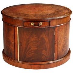 Rare Mahogany Oval Drum Table of Small-Scale