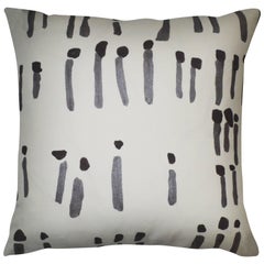 Unique Contemporary Double-Sided Black and White Integers Handmade Linen Pillow