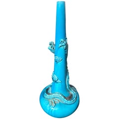 Antique Japan, Meiji Blue "Writhing Dragon" Porcelain Vase, Awaji Kiln